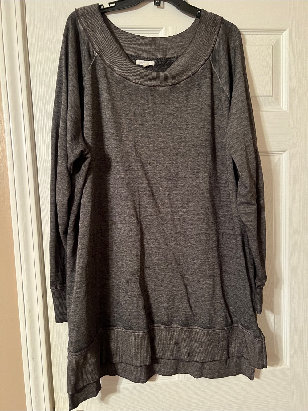 Maurices Charcoal Burn out material Crewneck Pullover